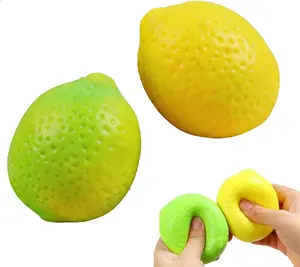 Lemon Crunchy Squishy, Realistic Lime Green Fruit Fidget Toy with Crispy Bead Filling, ASMR Squeeze Toy for Desk, Gift & Sensory Play
