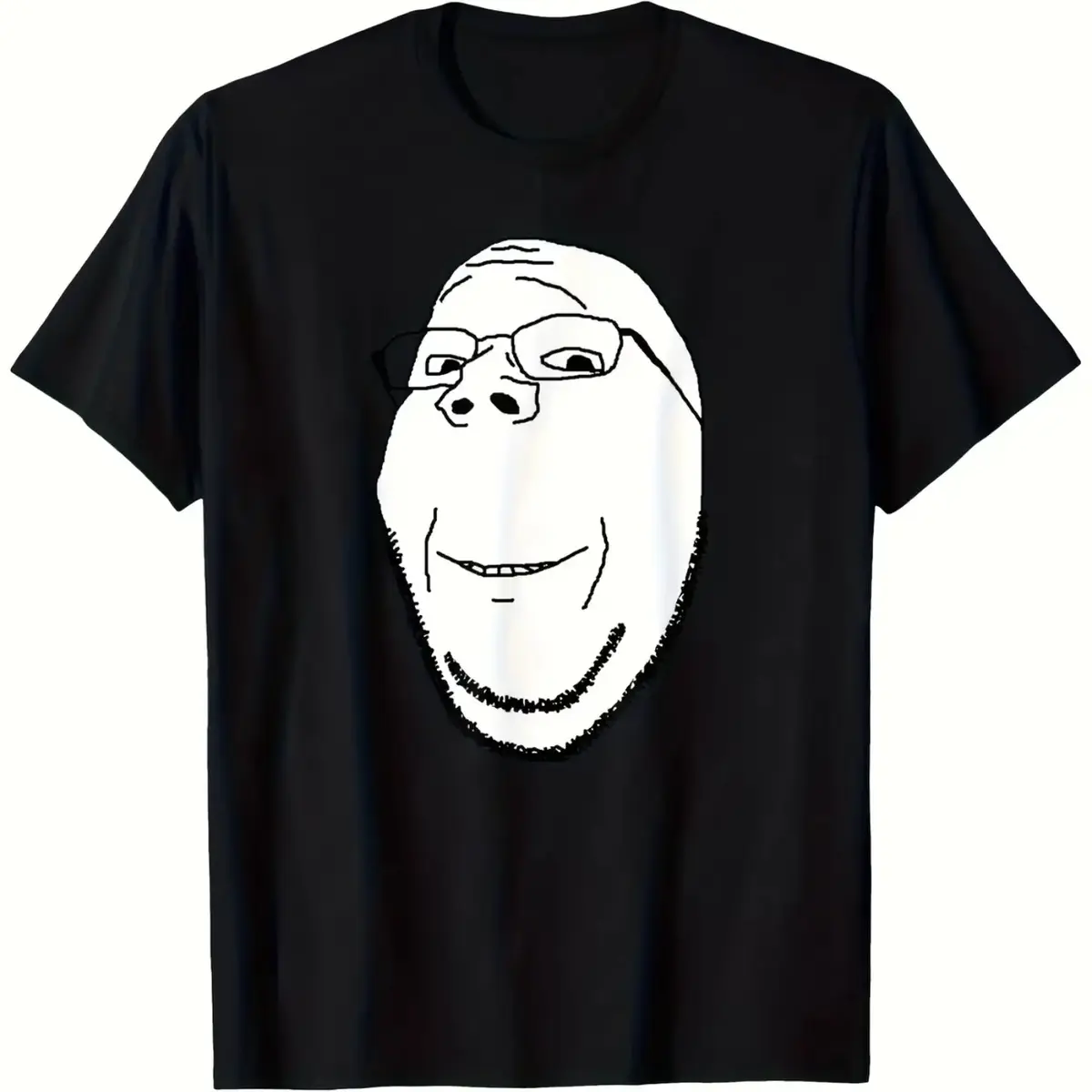 Women's Classic Short-Sleeve Round Neck Boxy Fit Heavyweight Print Tee - Soyjak Soy Wojak Funny Meme Design, Black, S-5XL, Casual Streetwear Gift, Comfortable Sporty Wear, Easter Promotion Item, Shortsleeve, Tops