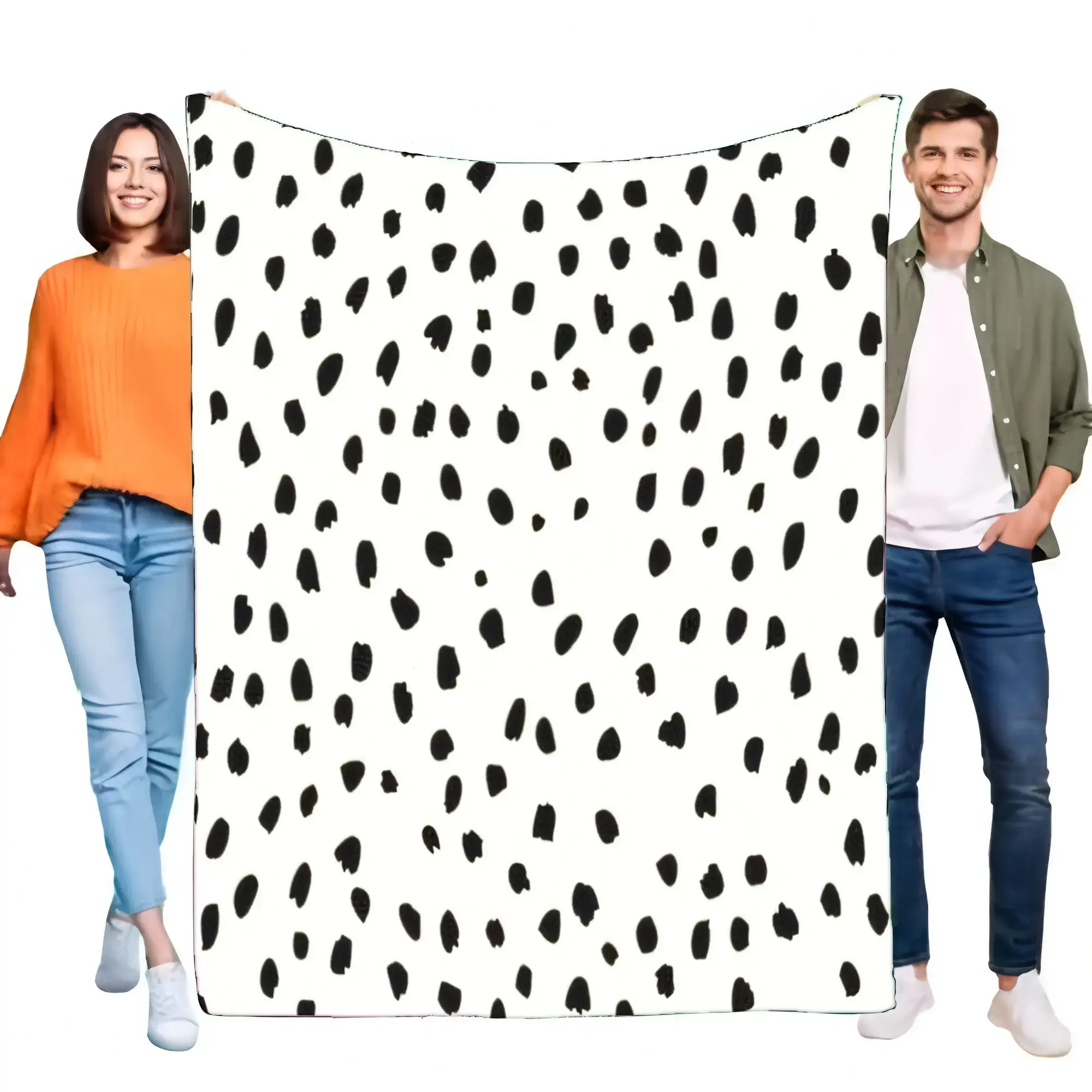 Minimalist Plain Dalmatian Spot Print Flannel Cooling Blanket - Soft, Cozy Bedding Throw for Bedroom, Living Room, Cooling Blanket for Hot Sleepers, Ideal Gift