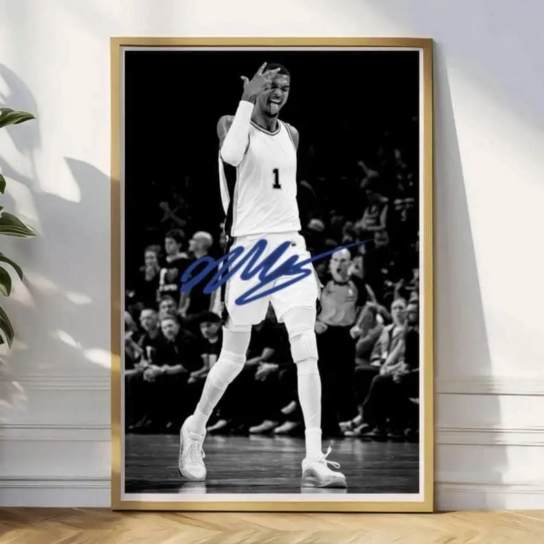 Vintage NBA Victor Wembanyama Poster, Wemby Spurs Basketball Room Decor, Retro Sports Print