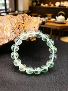 Natural Fluorite Round Bead Bracelet, Third Eye Chakra Meditation Jewelry, Tea Room Fashion Crystal Gift for Crystal Enthusiasts