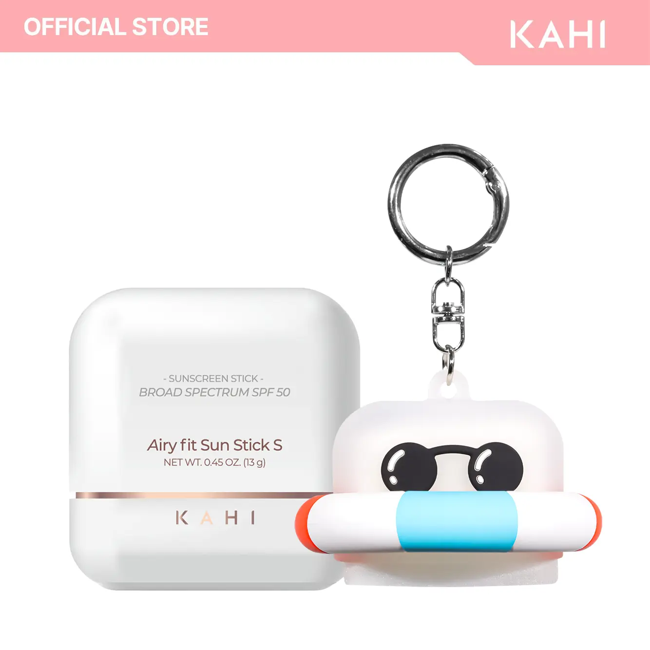 KAHI Airy Fit Sun Balm Stick + Tube Silicone Keyring - Chemical-Free Facial Sunscreen with Advanced Sun Filters, Broad Spectrum SPF 50+, Hydrating, Waterproof, Non-Greasy Korean Skincare for All Skin Types