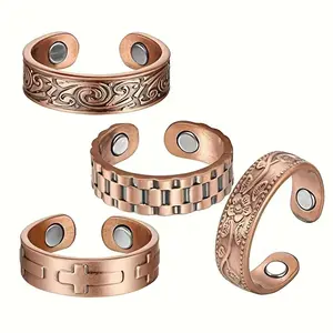 Adjustable Copper Rings for Women and Men - Magnetic Jewelry with 2pcs Strong Magnets, Thumb Ring, Fingers Ring - Perfect Gift for Mom, Dad, Wedding, Birthday