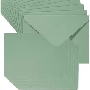 A7 Colorful Envelopes and Blank Cards 24 count A7 Envelopes and 24 count 5x7 Colorful Flat Cards for Weddings, Invitations, Birthday,  Shower (Sage Green)