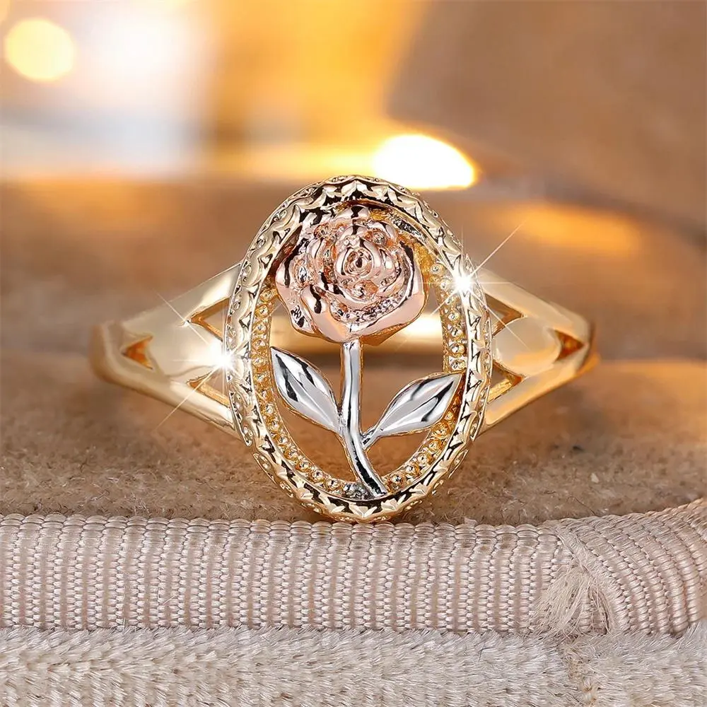 Engagement Promise Ring for Women with a Vintage Rose Flower Motif, Available in Rose Gold or Silver-Tone, Romantic Bridal Jewelry & Wedding Gift Ideas, Meaningful Gifts, Female, Romantic Rose Flower Rings