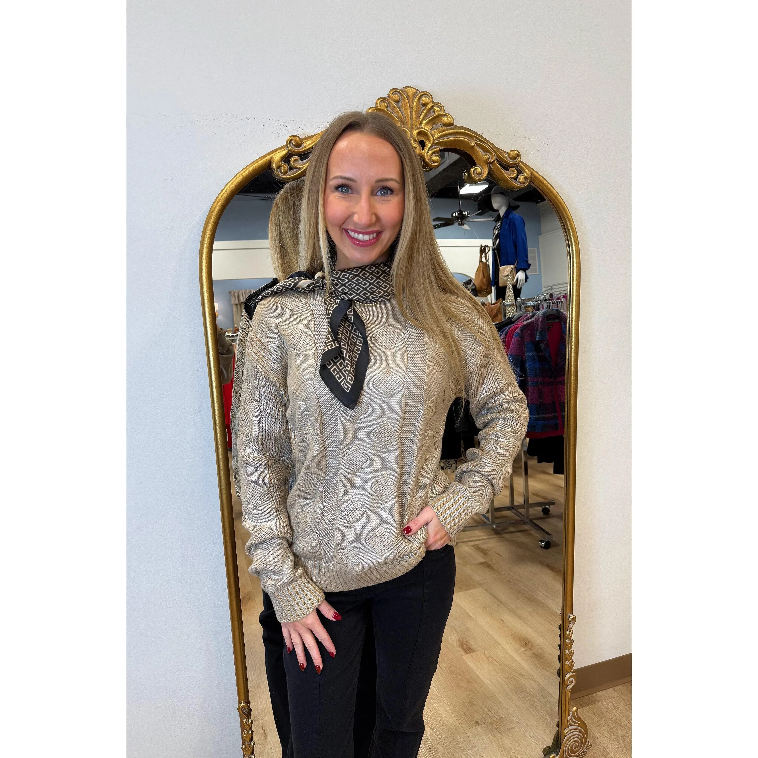 Charlie B Metallic Sweater Silver