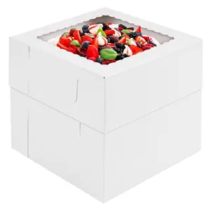 20 count 8x8x8 Inches Cake Boxes with Window, White Bakery Dessert Boxes, Cajas Pasteles for Cake, Valentine's Day, Mother's Day, Birthday, Wedding, Party