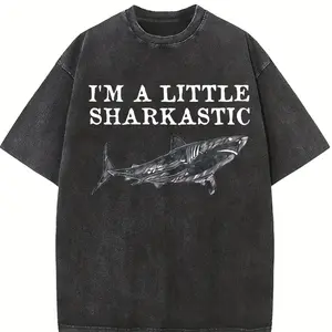 Comfort Colors Funny Shark TShirt Shark Lover Ocean Life Sea Creature T-Shirt I'm A Little Sharkastic Shark Week Tee Shark Ocean TShirt