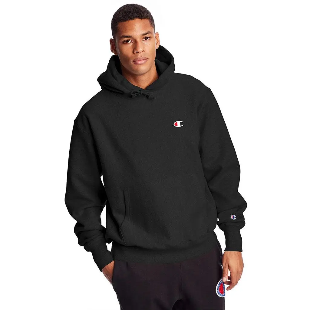 Champion Men's Reverse Weave Classic Pullover Hoodie - Heavyweight Stretch Knit Fleece with Spandex, Ribbed Panels, C Logo, Pocket; Athletic & Casual Sweatshirts, Pocketed