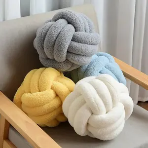 2-piece set: Round European-style Knotted Ball Cushions, Plush Material, Home Decor Soft Knotted Ball Pillows