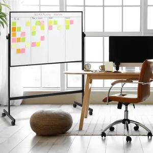 Black Mobile Whiteboard 46x32 Inches | Professional Double-Sided Dry Erase Board on Casters for Office Presentations & Planning #WorkFromHomeEssentials #OfficeDeskSetup