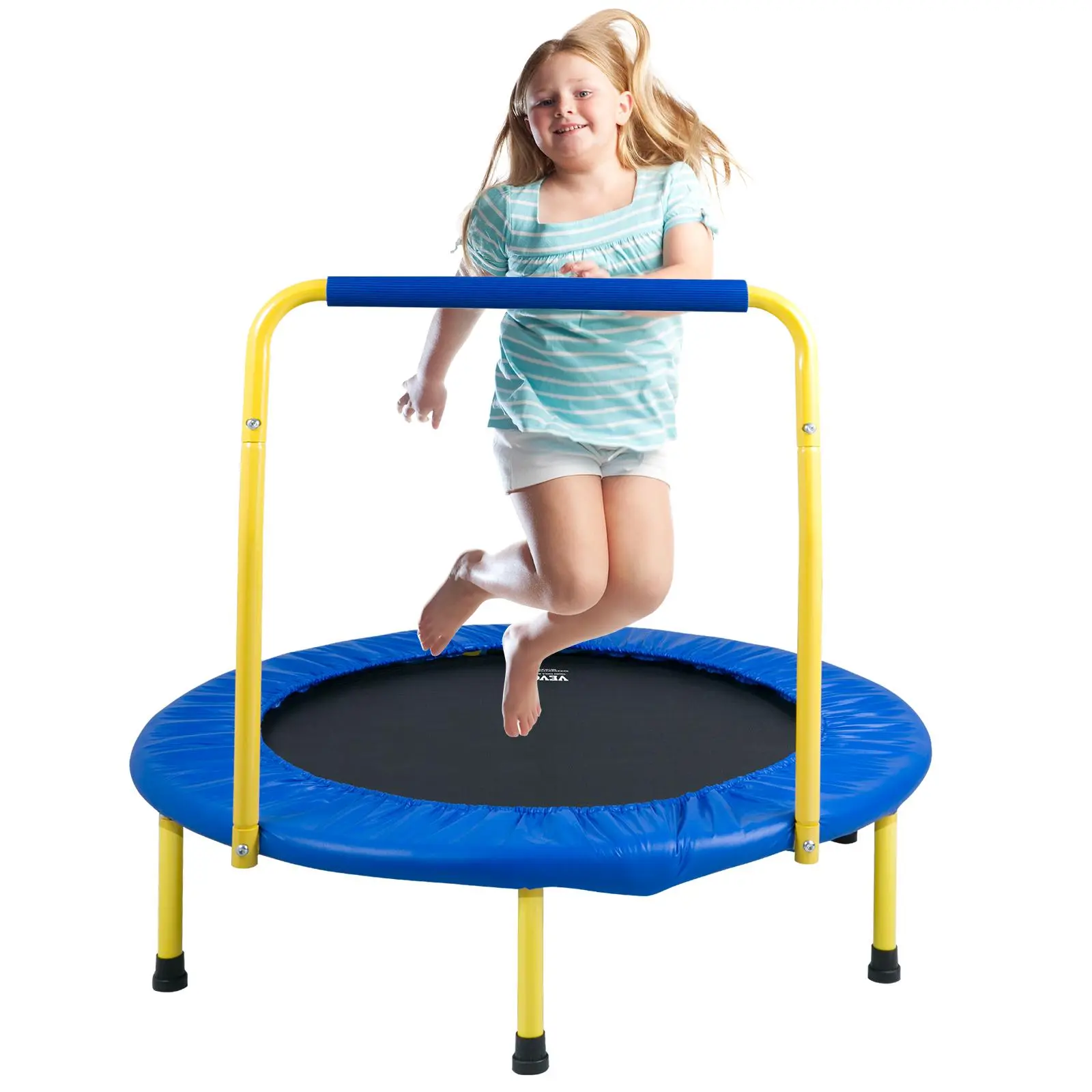 【DealsForYouDays】VEVOR 3FT Trampoline for Kids, 36" Trampolines Indoor/Outdoor Trampoline for Toddlers, Foldable Mini Baby Trampoline with Foam Handle, Recreational Trampoline Birthday Gift for 3+ Years Kids