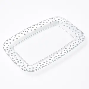 Elegant Silver Dotted Plastic Serving Tray - 11" x 18"