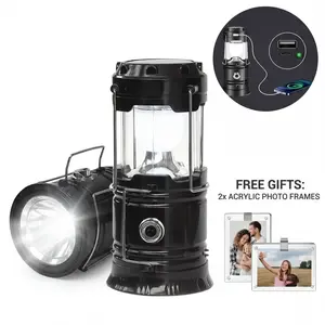 2-Pack Collapsible portable LED camping lantern, lightweight and water-resistant, solar-powered USB rechargeable LED flashlight, suitable for indoor and outdoor use, home emergency lighting, power outage situations, and survival kits for hiking trips.