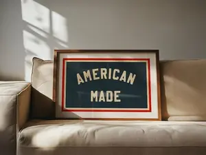 Rustic American Made Print Retro United States Art, Patriotic Decor, Americana