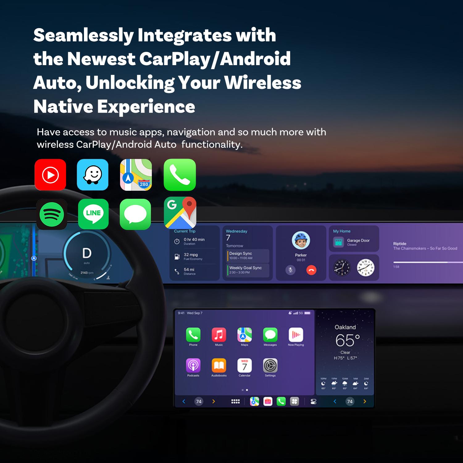 OTTOCAST Wireless Apple CarPlay Adapter for Factory Wired Cars from 2016 Onwards - 2-in-1 Wireless CarPlay & Android Auto Adapter Easier Connectivity Compatibility Stable, Faster, Automotive