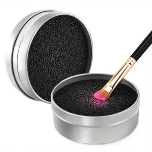 1pc Pro Makeup Brush Cleaning Sponge - Gentle, Quick and Effective Color Removal, Dry Cleaning, and Sanitizing for Eye Shadows, Eyeliners, and All Brush Types - Easy To Use and Reusable