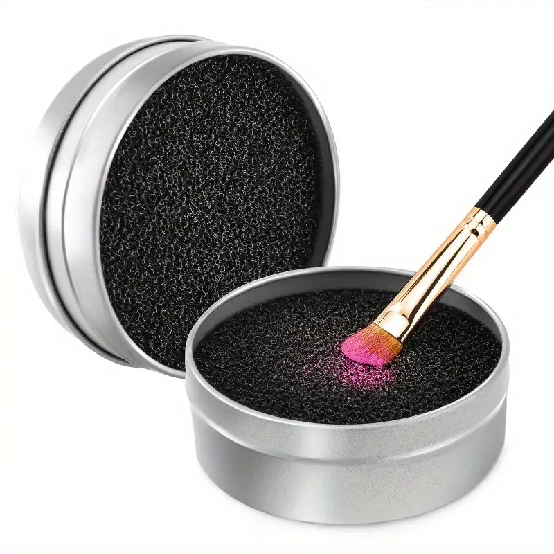 1pc Pro Makeup Brush Cleaning Sponge - Gentle, Quick and Effective Color Removal, Dry Cleaning, and Sanitizing for Eye Shadows, Eyeliners, and All Brush Types - Easy To Use and Reusable, Makeup Brush Cleaner, Makeup Brush Cleanser
