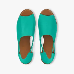 Women's Turquoise Peep Toe Leather Sandals - Perfect for all occasions - Pairs with dresses and pants - Comfort and Style - Every day shoes