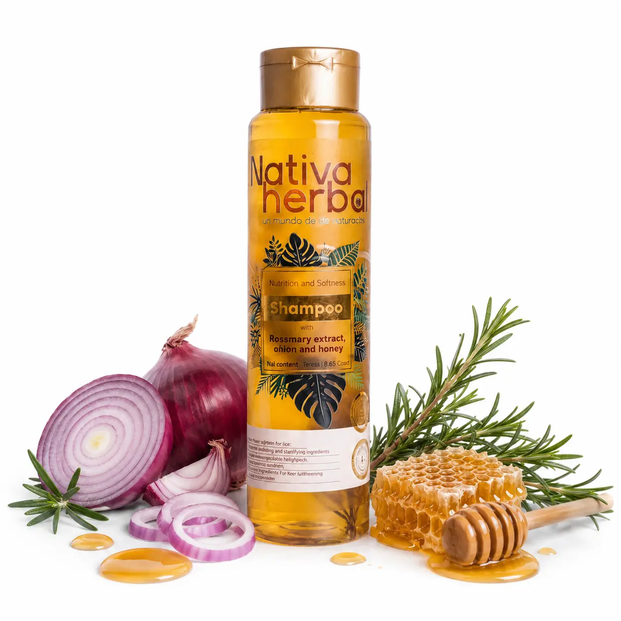 Nativa Herbal Rosemary, Onion shampoo(18.5FL OZ/550ML) for hair loss, Haircare Comfort Cleansing