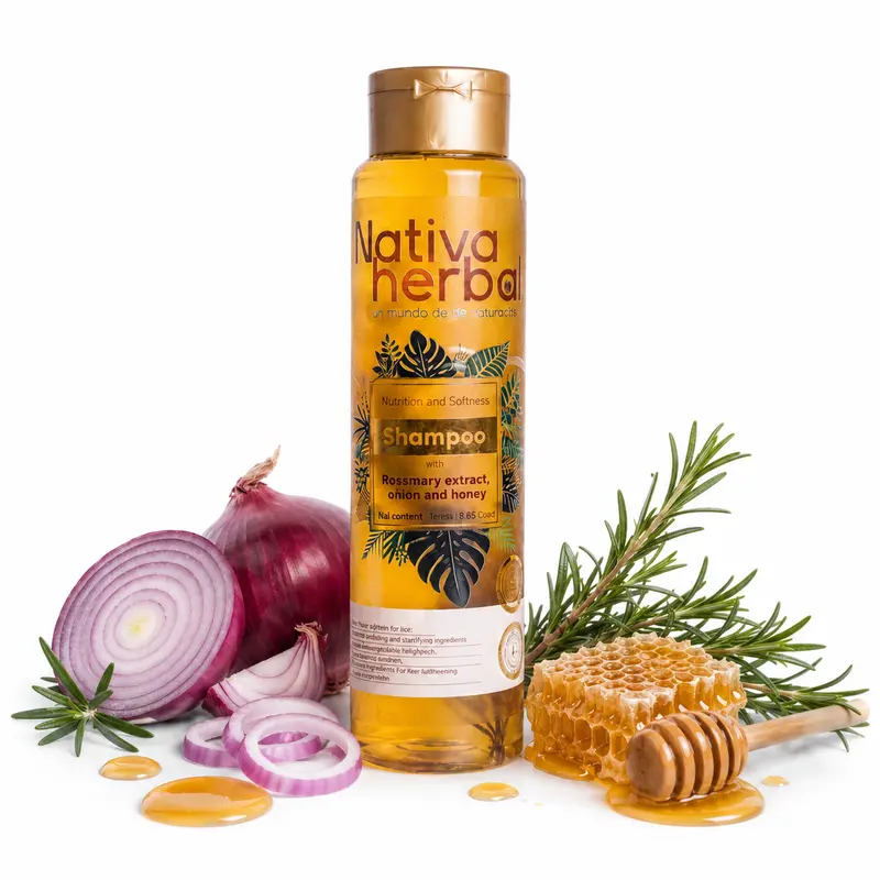 Nativa Herbal Rosemary  Shampoo(18.5FL OZ/550ML) With Onion and Honey for hair loss, Haircare Comfort Cleansing