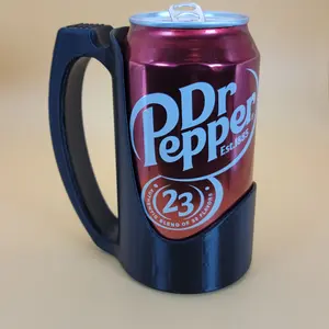 12 oz Soda Can Holder with Handle | 3D Printed Grip | Pop, Soda, Beer & Beverage Holder Utensils Drink Drinkware Mug Sturdy Lightweight Reusable mugs  dad husband great gift funny father unique birthday