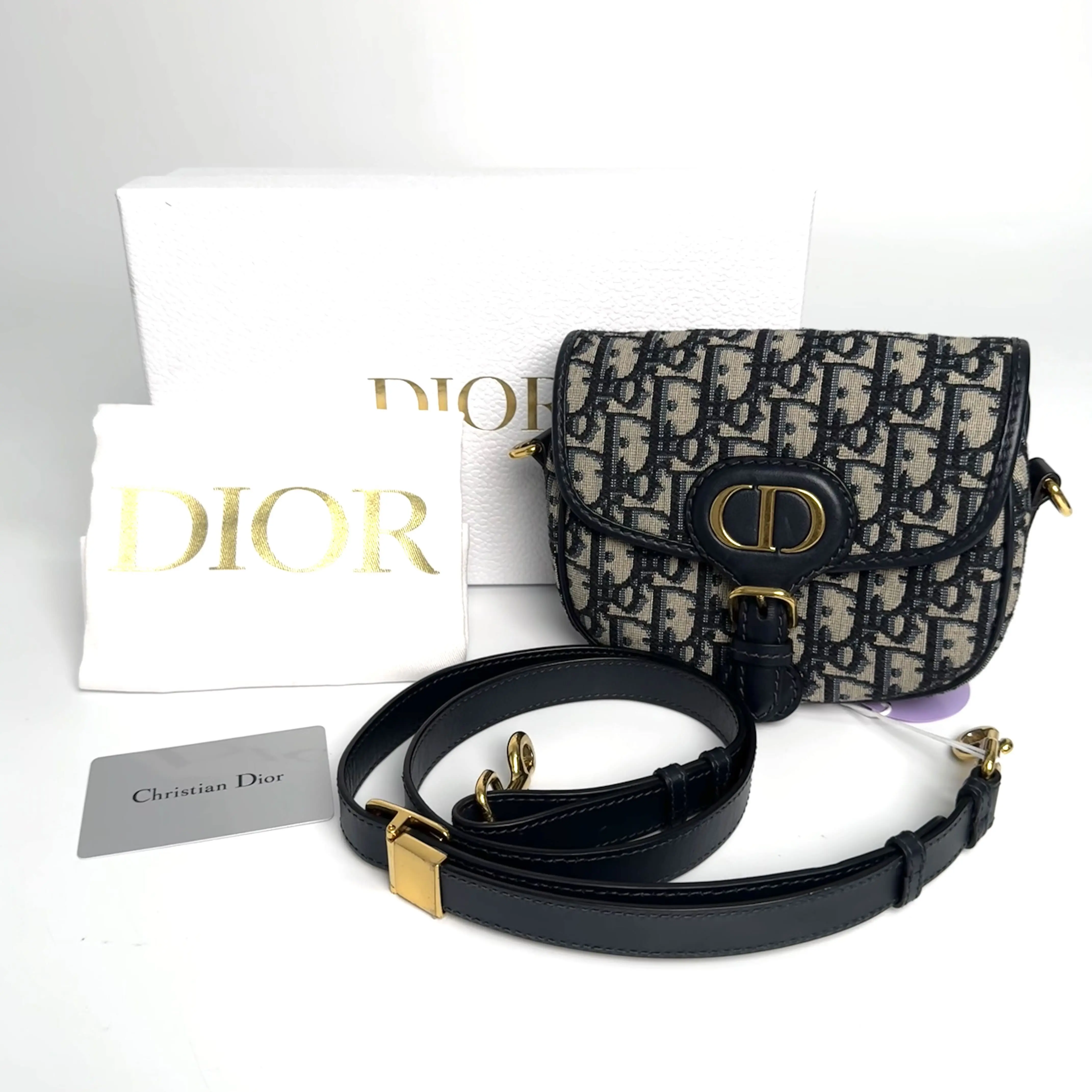 Pre-owned Dior Bobby Small Oblique Canvas Saddle Bag 2020 Base Length Approx 19cm Item No.N24174216