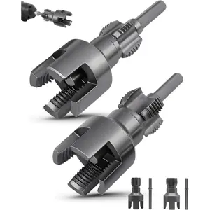 2Pcs Pipe Threading Tool, 1/2 and 3/4 Inch Integrated Internal & External Water Pipe Threading Tool for Electric Drill, PVC Pipe Threader Cutting Tool(1/2"+3/4")