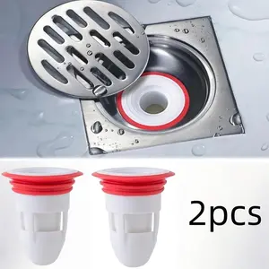 2pcs Durable Silicone Bathroom Floor Drain, Odor-Removing Core, Backflow Preventative, Waterproof Grid, Slotted Drain Cover