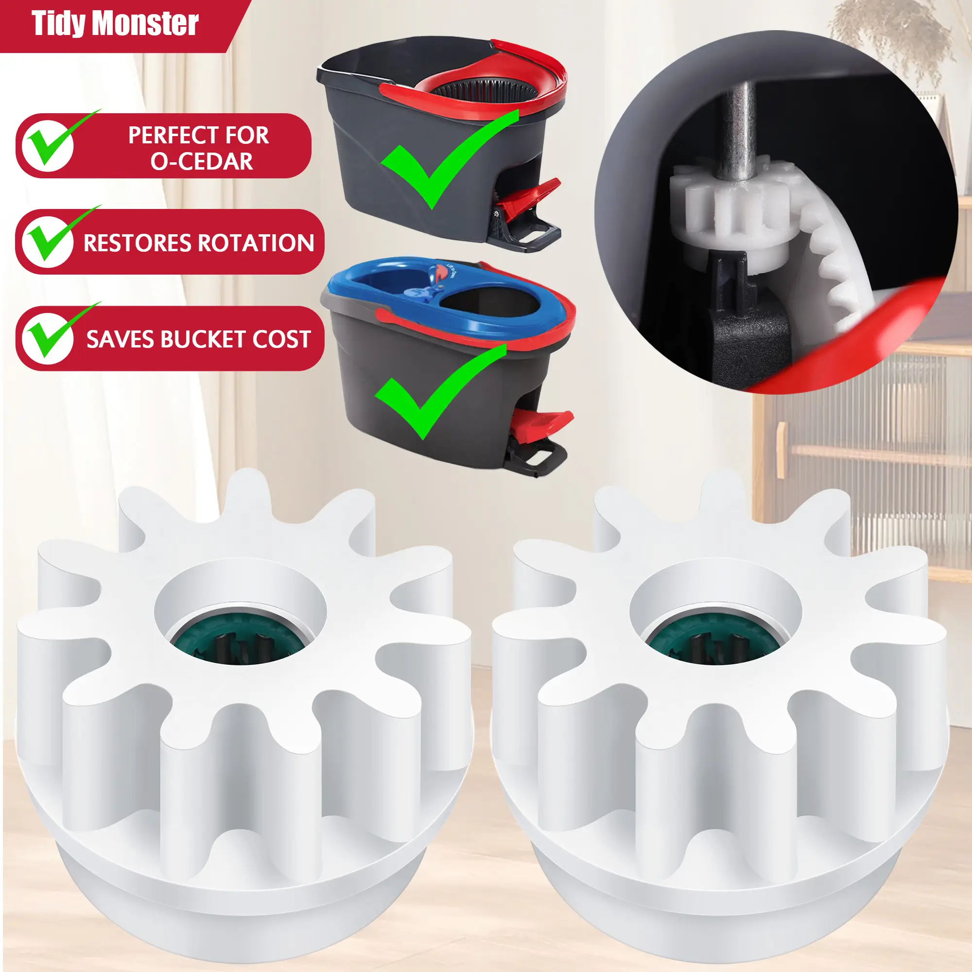 Pedal Bearing Replacement for O-Cedar EasyWring Bucket System Repair Step Pedals Problems Clutch Gear Sprockets for 90% Spin Mop Bucket “Outdoorfun”