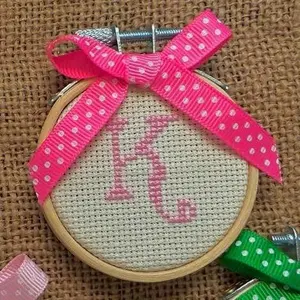 Custom Initial Finished Cross Stitch Ornament
