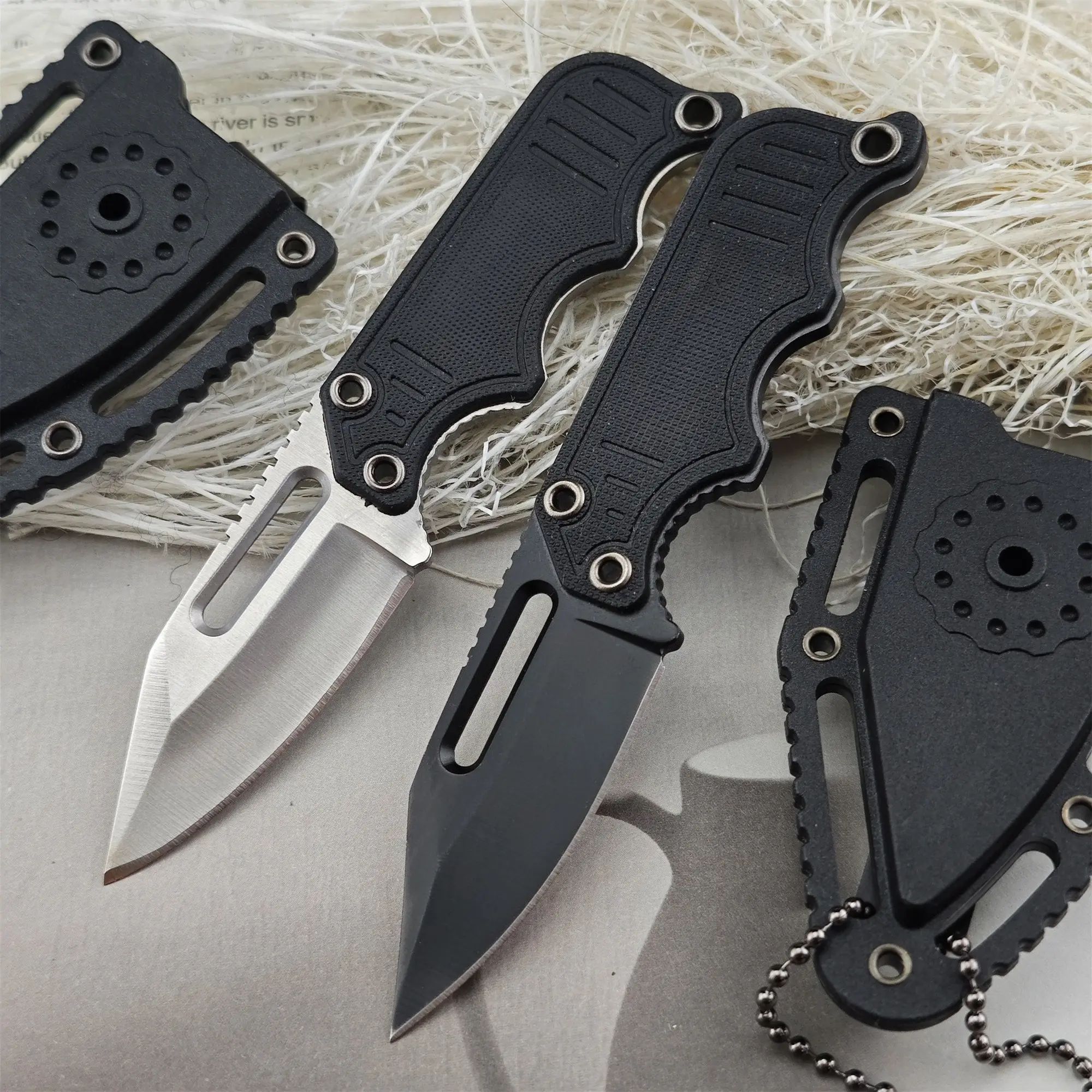 Mini Instinct Fixed-Blade Neck Knife - Full Tang 5Cr15MoV Steel Knives, 3.53 oz Compact EDC, Lightweight Outdoor Camping Hiking Tool, Nylon Sheath Carry, Practical Gift for Men