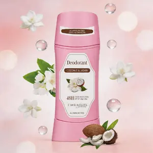 Flora Ruby Coconut Jasmine Deodorant - 48h, Fragrance Free, Aluminum Free, No White Marks