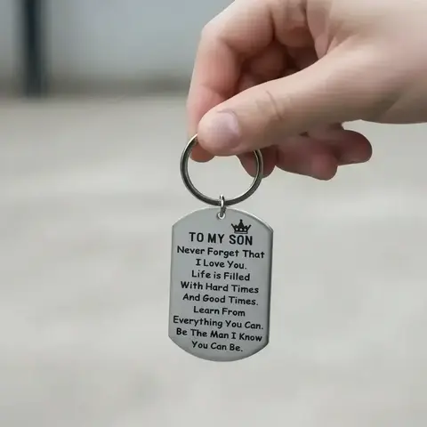 Street Style Letters Pattern Slogan Metal Keychains for Men, Stainless Steel Stylish Keychain for Car Keys, Trendy All-match Cute Accessories As Birthday Gift for Son, Portable Keychain, Fashion Keychain, Key Rings for Car Keys, Stylish Keyring