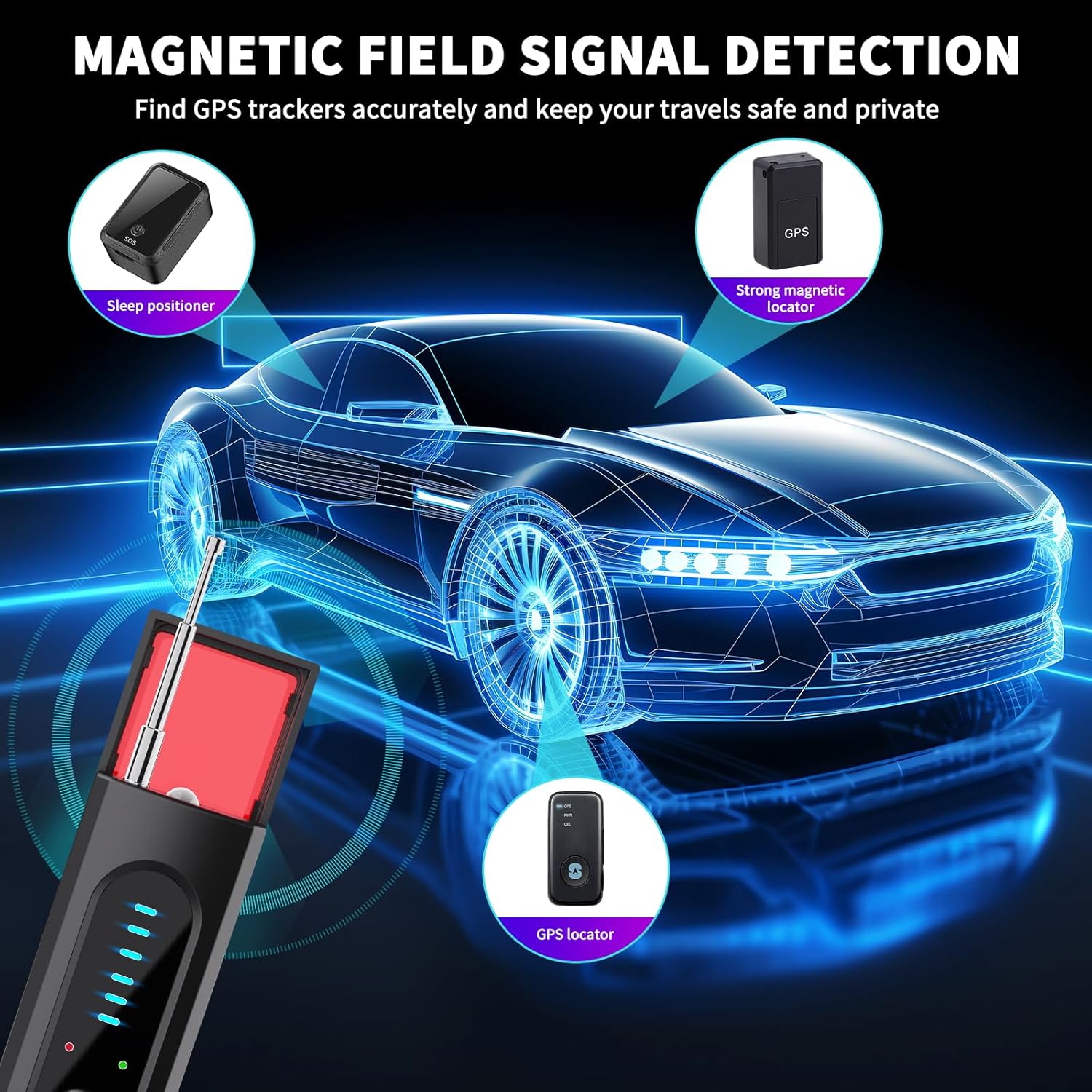 MY HEART FLY Hidden Camera Detectors, GPS Tracker Detector, Spy Camera Detectors, RF Signal Scanner, Portable Anti Spy Hidden Device Finder for Hotel Car Office Home Travel