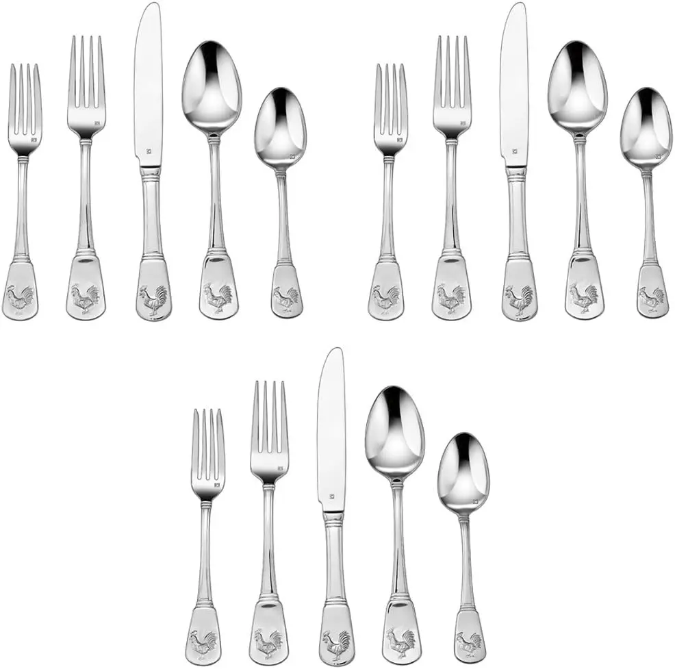 Cuisinart 3-Pack of 20-Piece Elite Flatware Set, French Rooster (CFE-01-FR20)