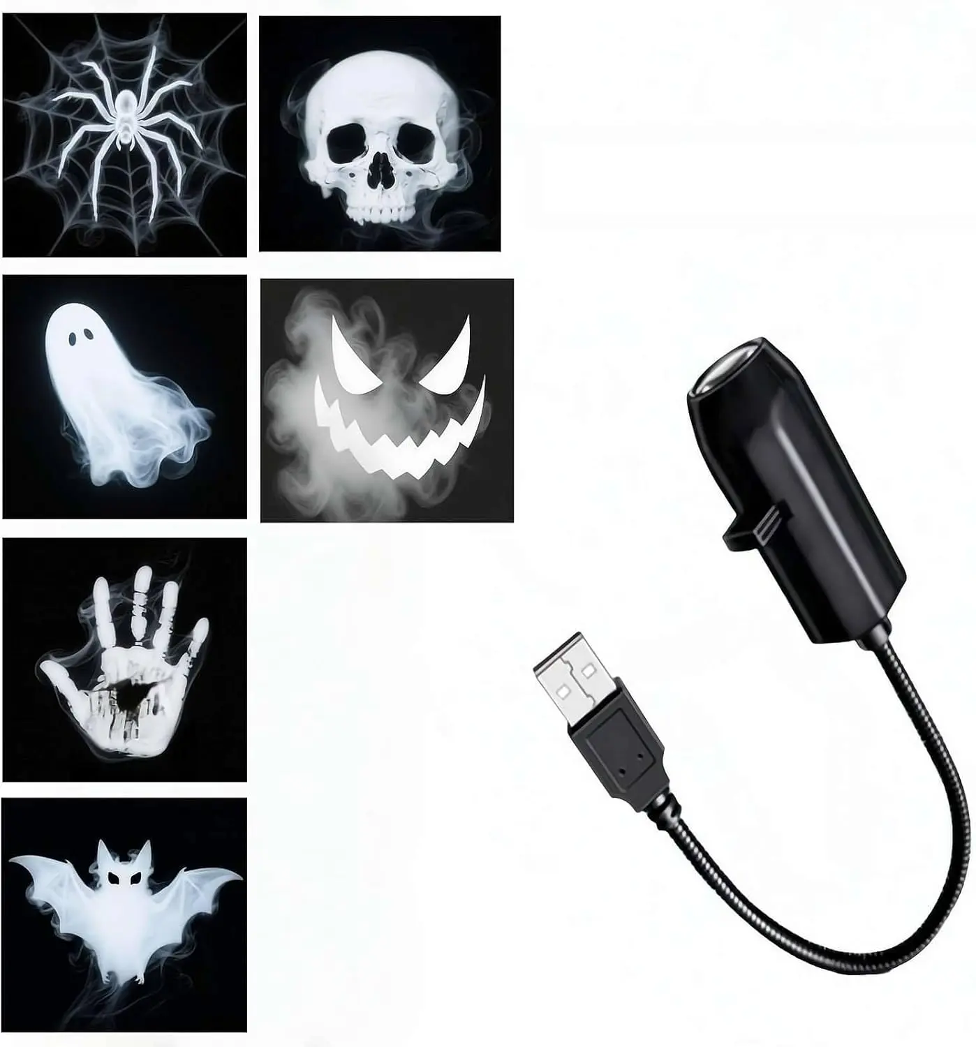 Halloween LED Projector Lights - 3-Piece White ABS Set, 6 Patterns, 28x2.6cm, Energy-Efficient, High-Brightness Spooky Decor, Easy Setup, for Indoor/Outdoor Walls, Windows, Floors, Horror Fans, Festive Holiday Gifts