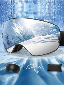 Unisex Fashion Ski Sunglasses + Replacement Lenses, OTG Snowboard Goggles, Anti-Fog UV 400 Protection, Fall & Winter Sport Style, Sports Eyewear, Sports Outdoor Sunglasses