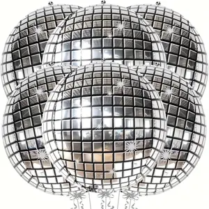 10pcs Silvery Disco Ball Balloons - 4D Reflective Party Decorations, Durable Aluminum Foil, Suitable for Disco Theme Birthday Parties, Bachelorette Parties, New Year's Events, Cocktail Parties, Dances,
