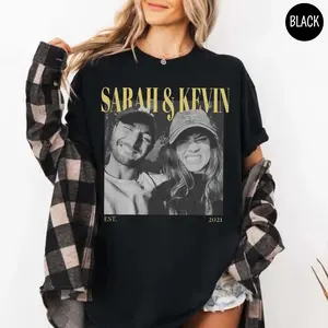 Personalized Couple Shirt, Custom Photo Engagement Comfort Colors Shirt, Vintage Couple Picture Shirt, Wedding Anniversary Gift, Couple Gift
