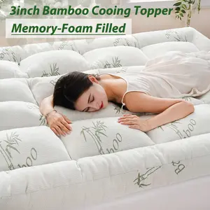 【Memorial Day Sale】DOWNCOOL Memory Foam Mattress Topper 3 Inch 1600 GSM Fill –Bamboo Cooling Pillow Top Mattress Topper for realx, with Bamboo Viscose Air Layer, Deep Pocket Fits 8–21 Inch#tiktokshopmemorialday#DealsForYouDays