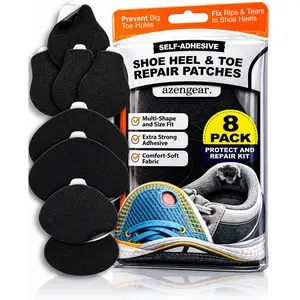 Shoe Heel Repair & Big Toe Hole Preventer Patch Kit - Stick-On, Strong Adhesive, Soft Suede for Sneakers, Boots