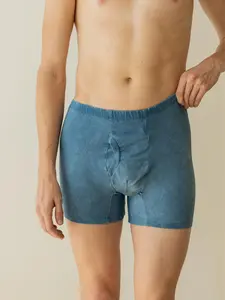 Organic Hemp Brief, Underwear, Natural Dye Boxer Briefs, indigo Blue Organic Cotton Trunks