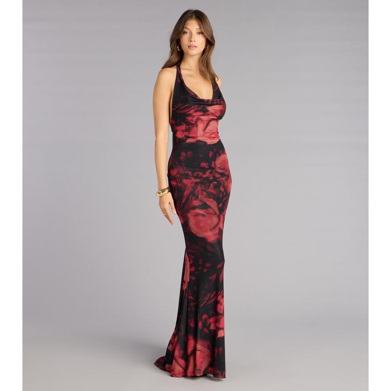 Fable Rose Floral Mermaid Formal Dress