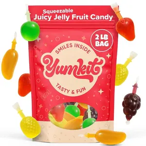 Fruit Jelly Candy 2 lbs | Mixed Fruit Jelly - Mango, Strawberry, Apple, Pineapple, and Grape | Popping Squeeze Jellies | Viral Candy from Tiktok | Sweet Treats for Goodie Bags & Party Favors | Yumkit