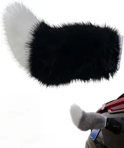Fluffy Tail for Car Remote Control Electric Wagging Furry Fuzzy Moving Plush Faux Fox FurUSB Rechargeable Adjustable Speed Universal Fit Vehicle Exterior Trunk Bumper Decoration Accessory