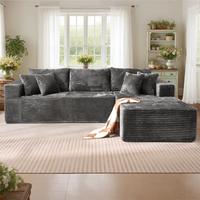 108" Grey L Shaped Sofa with Right Chaise