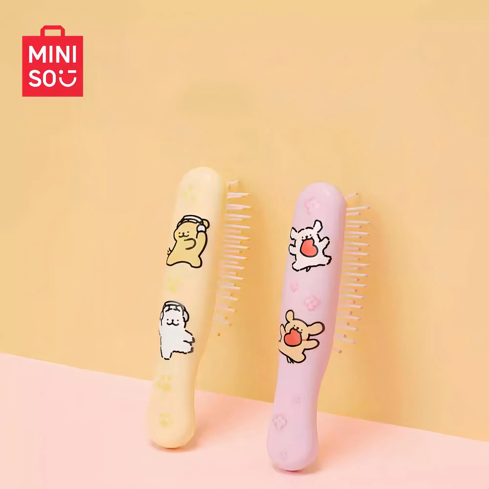 MINISO Maltese Line Puppy Series Air Cushion Massage Comb – Foldable Portable Paddle Brush for Women, Detangles & Adds Volume, Scalp Care Hair Brush, Cute Cartoon Printed Ideal Holiday Valentine's Gift for Girlfriends Bestie