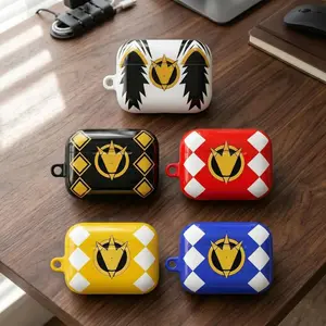 Retro Dino Hero AirPods Case, 90s Ranger Nostalgia Earbuds Cover, Vintage Action Hero Protective Case for AirPods Gen 1 2 3 4 & Pro Series