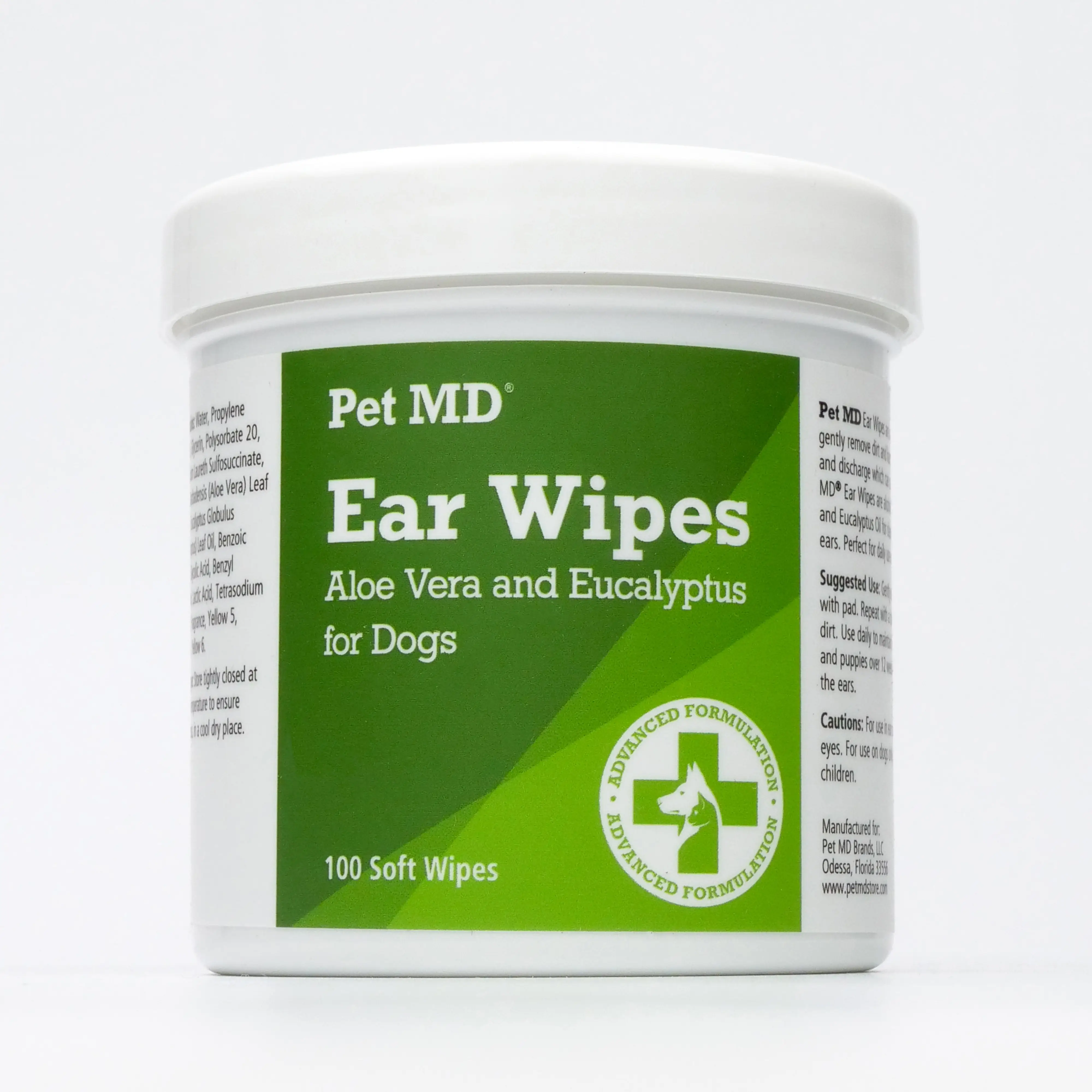 Pet MD Dog Ear Cleaning Wipes - Otic Cleanser for Dogs to Stop Ear Itching - Aloe and Eucalyptus - 100 ct